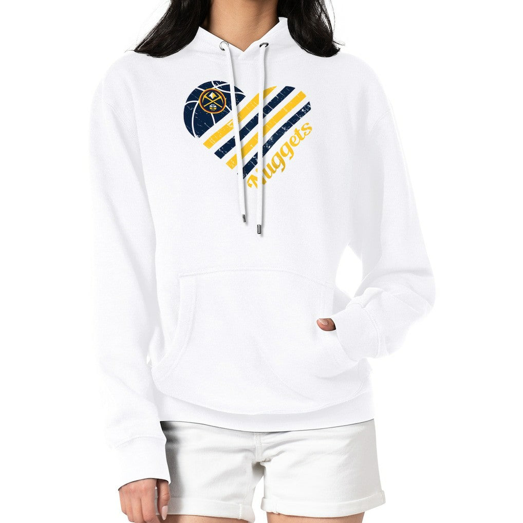 Denver Nuggets G-III 4Her by Carl Banks Women's Heart Pullover Hoodie - White online For Sale