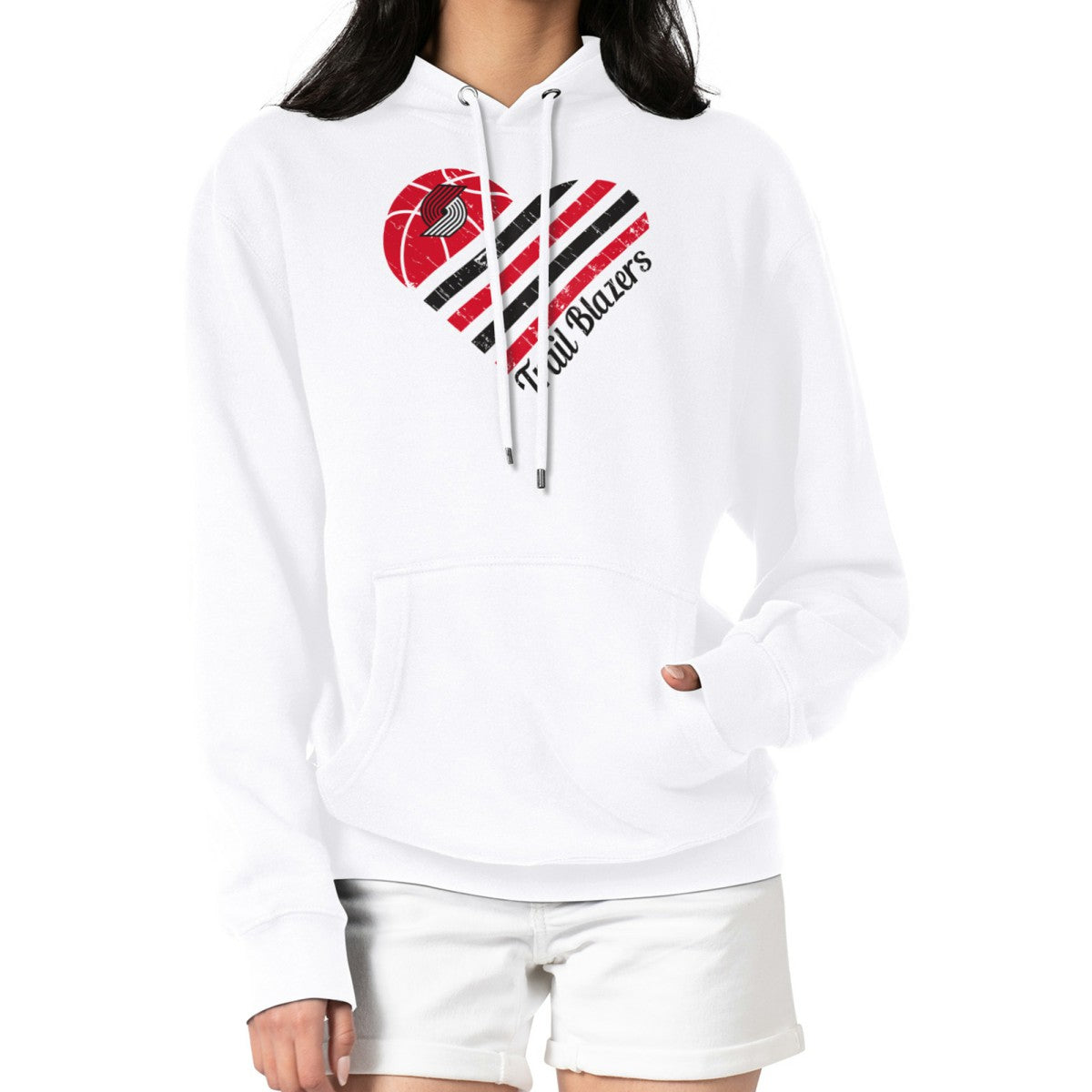 Portland Trail Blazers G-III 4Her by Carl Banks Women's Heart Pullover Hoodie - White outlet Online