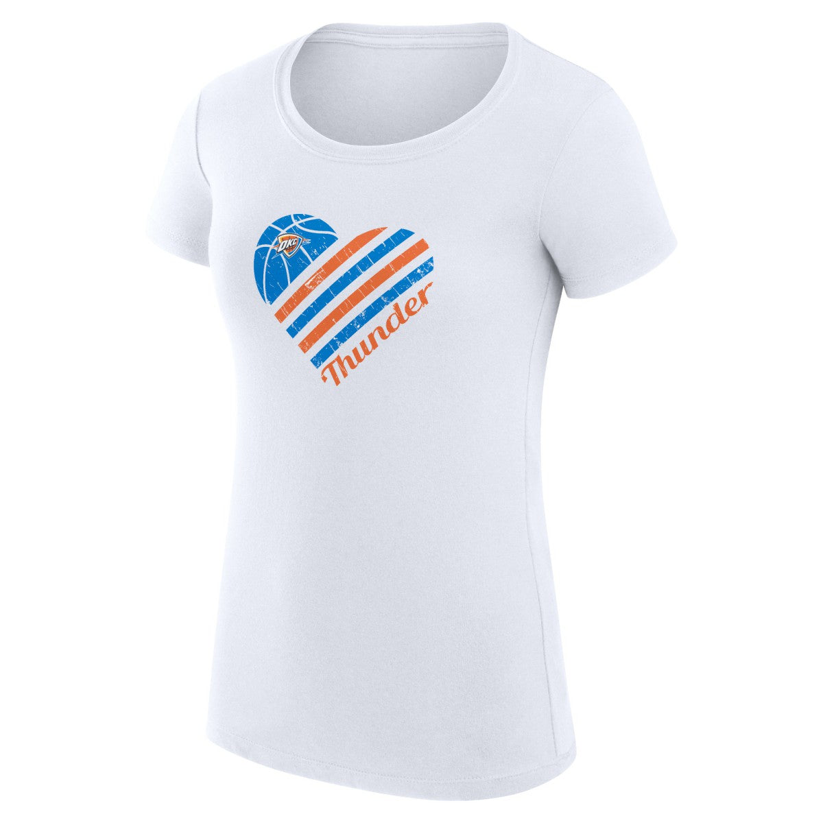 Oklahoma City Thunder G-III 4Her by Carl Banks Women's Super-Slim Fit Lightweight Heart T-Shirt New