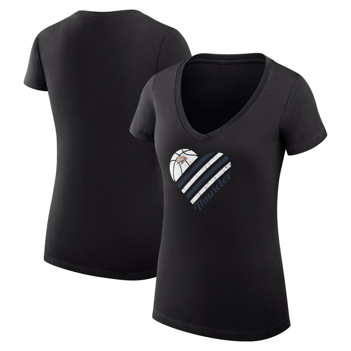 Oklahoma City Thunder G-III 4Her by Carl Banks Women's Super-Slim Fit Lightweight Heart V-Neck T-Shirt For Sale