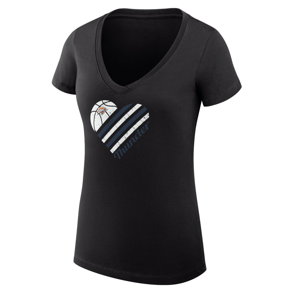 Oklahoma City Thunder G-III 4Her by Carl Banks Women's Super-Slim Fit Lightweight Heart V-Neck T-Shirt For Sale