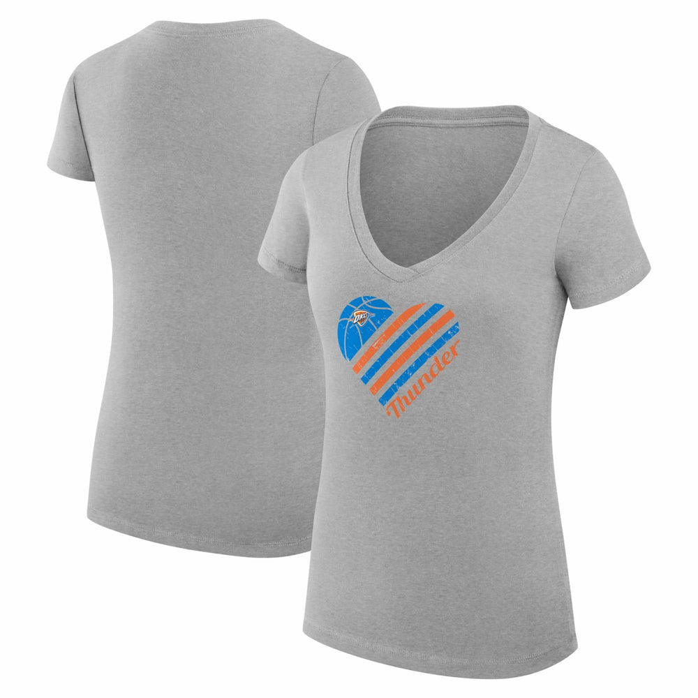 Oklahoma City Thunder G-III 4Her by Carl Banks Women's Super-Slim Fit Lightweight Heart V-Neck T-Shirt Outlet