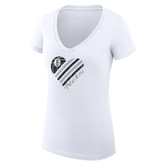 Brooklyn Nets G-III 4Her by Carl Banks Women's Super-Slim Fit Lightweight Heart V-Neck T-Shirt For Sale
