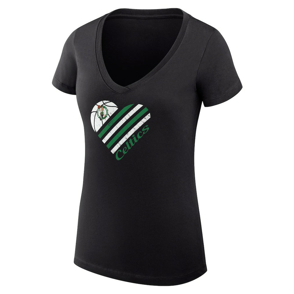 Boston Celtics G-III 4Her by Carl Banks Women's Super-Slim Fit Lightweight Heart V-Neck T-Shirt On Sale