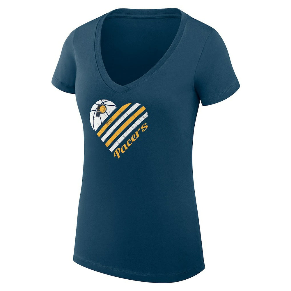 Indiana Pacers G-III 4Her by Carl Banks Women's Super-Slim Fit Lightweight Heart V-Neck T-Shirt New