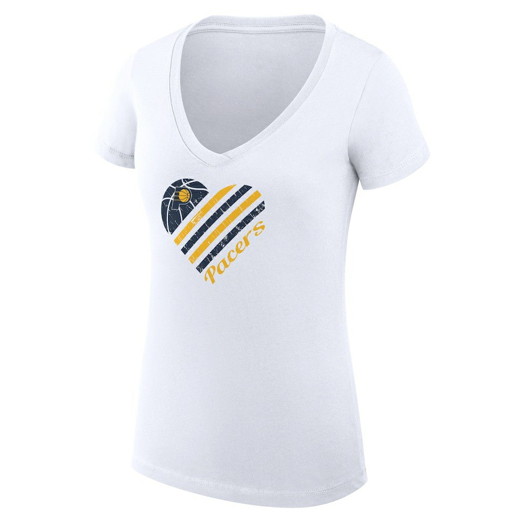 Indiana Pacers G-III 4Her by Carl Banks Women's Super-Slim Fit Lightweight Heart V-Neck T-Shirt New