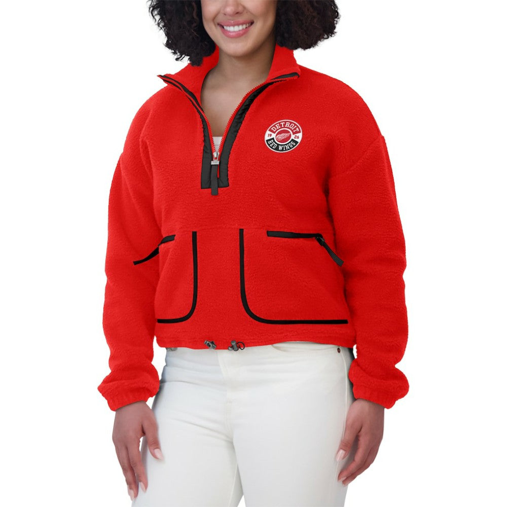 Detroit Red Wings WEAR by Erin Andrews Women's Polar Fleece Half-Zip Jacket Sale