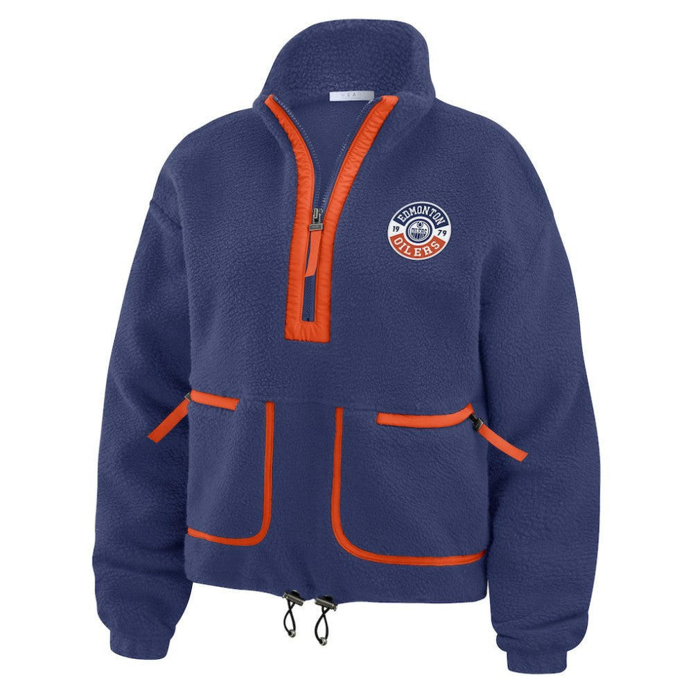 Edmonton Oilers WEAR by Erin Andrews Women's Polar Fleece Half-Zip Jacket For Sale