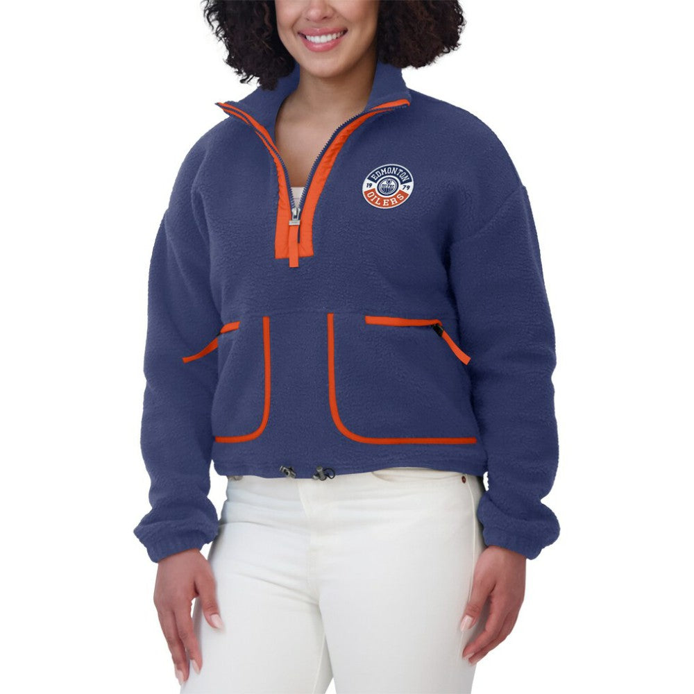 Edmonton Oilers WEAR by Erin Andrews Women's Polar Fleece Half-Zip Jacket For Sale
