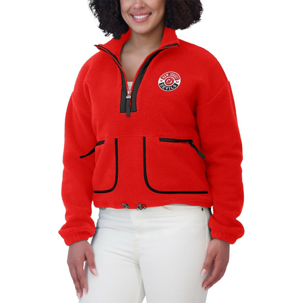 New Jersey Devils WEAR by Erin Andrews Women's Polar Fleece Half-Zip Jacket On Sale