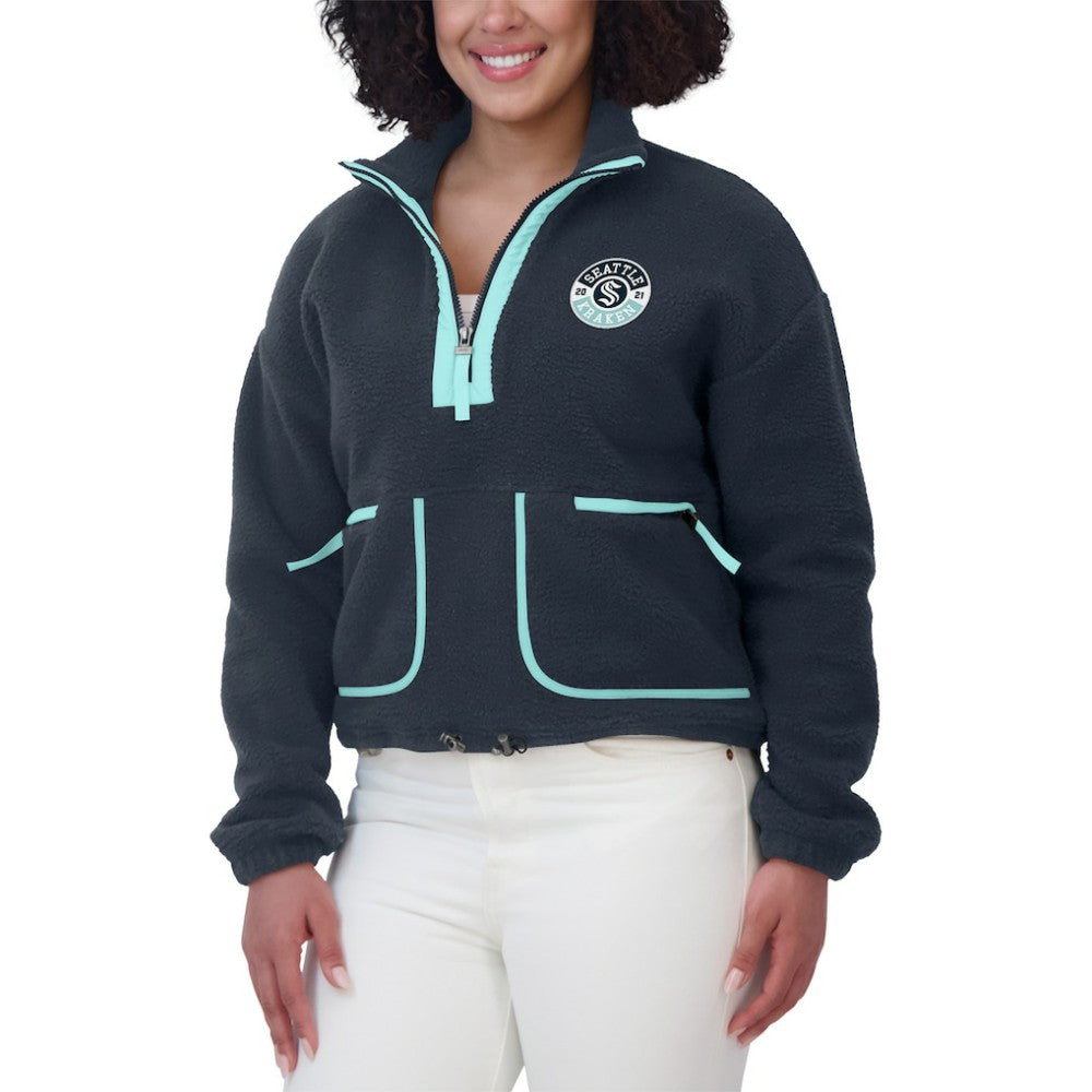 Seattle Kraken WEAR by Erin Andrews Women's Polar Fleece Half-Zip Jacket On Sale