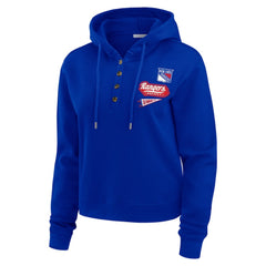 New York Rangers WEAR by Erin Andrews Women's Waffle-Knit Pullover Hoodie Sale