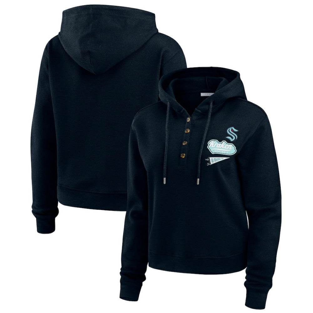 Seattle Kraken WEAR by Erin Andrews Women's Waffle-Knit Pullover Hoodie Online