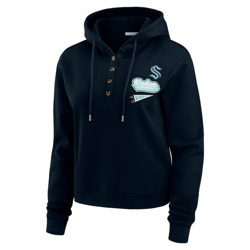 Seattle Kraken WEAR by Erin Andrews Women's Waffle-Knit Pullover Hoodie Online