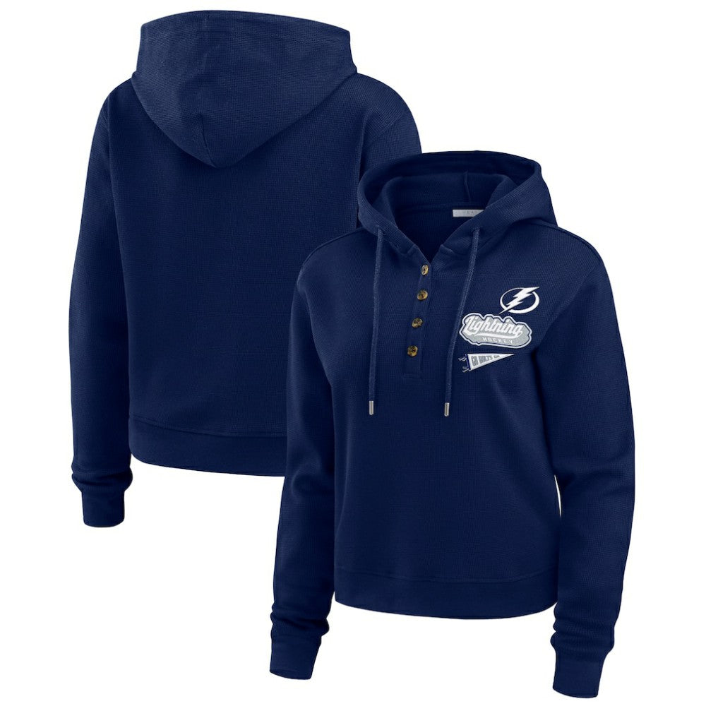 Tampa Bay Lightning WEAR by Erin Andrews Women's Waffle-Knit Pullover Hoodie Online