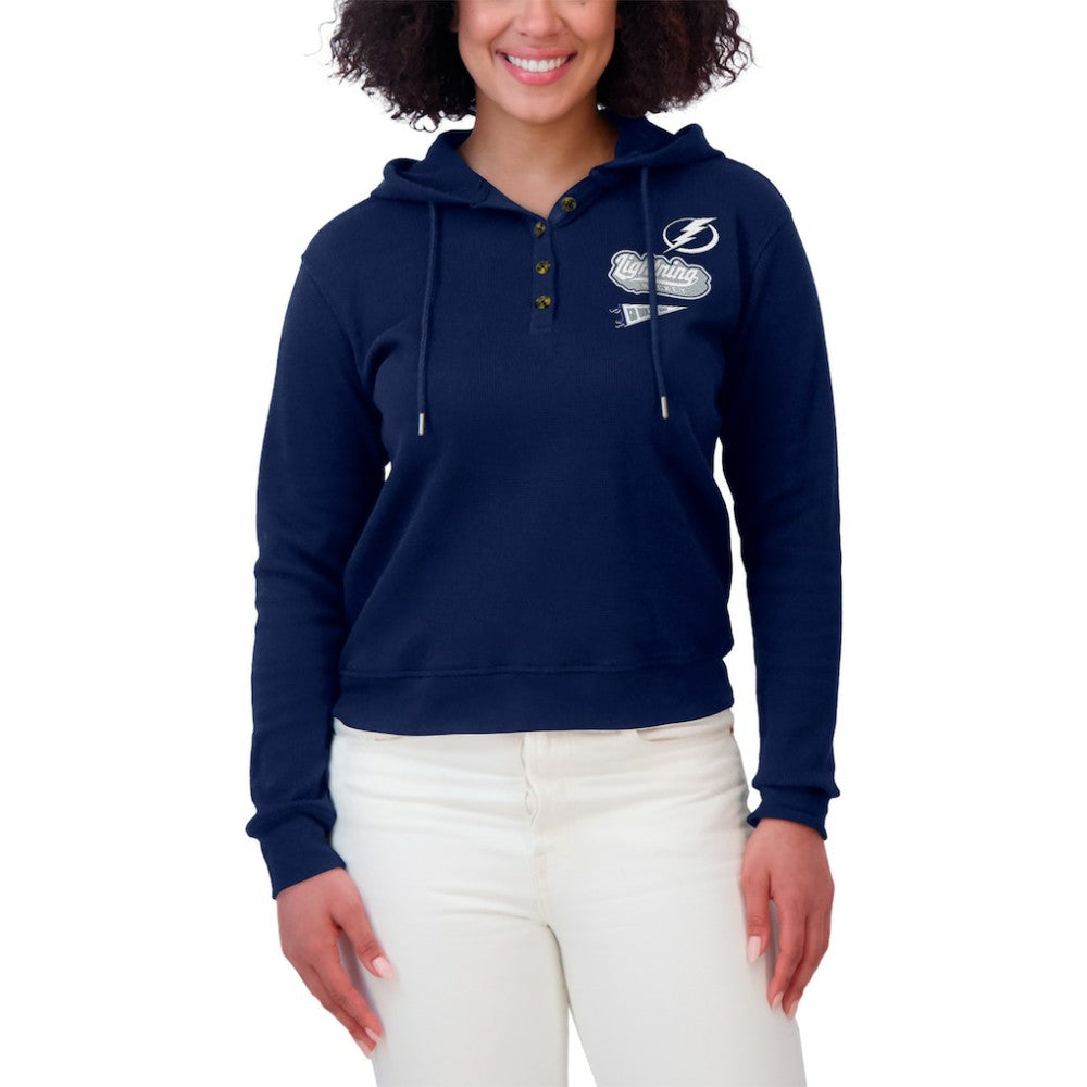 Tampa Bay Lightning WEAR by Erin Andrews Women's Waffle-Knit Pullover Hoodie Online