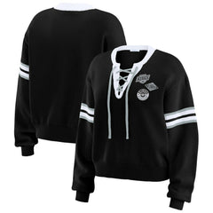 Los Angeles Kings WEAR by Erin Andrews Women's Cropped Lace-Up Sweater Discount