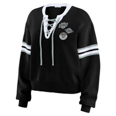 Los Angeles Kings WEAR by Erin Andrews Women's Cropped Lace-Up Sweater Discount