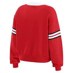 Detroit Red Wings WEAR by Erin Andrews Women's Cropped Lace-Up Sweater For Sale