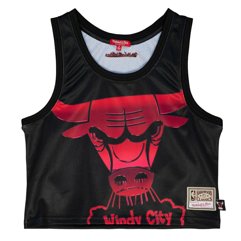 Chicago Bulls Women's Hardwood Classics Big Face 4.0 Cropped Tank Top sale On Sale