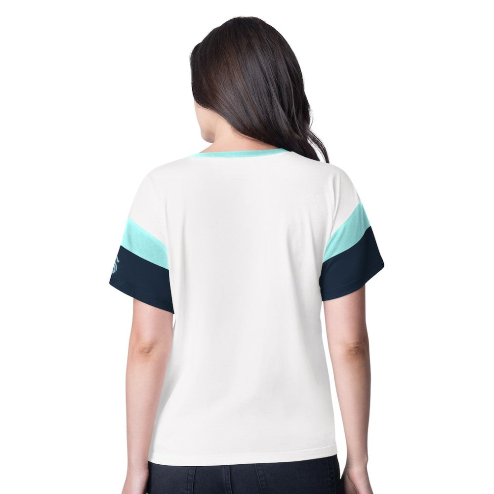 Seattle Kraken G-III 4Her by Carl Banks Women's Rink Oversized Rhinestone V-Neck T-Shirt On Sale