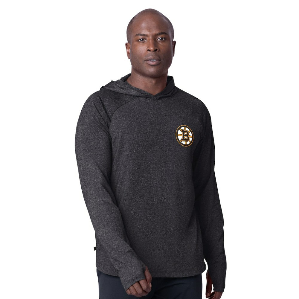 Boston Bruins MSX by Michael Strahan Fast Track Raglan Long Sleeve Hoodie T-Shirt On Sale