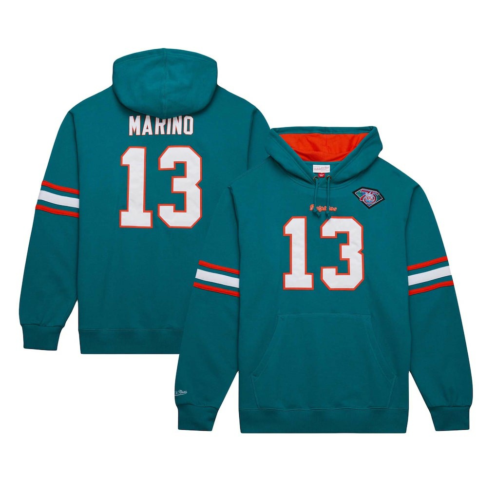 Miami Dolphins Mitchell & Ness Dan Marino  Retired Player Name & Number Pullover Hoodie