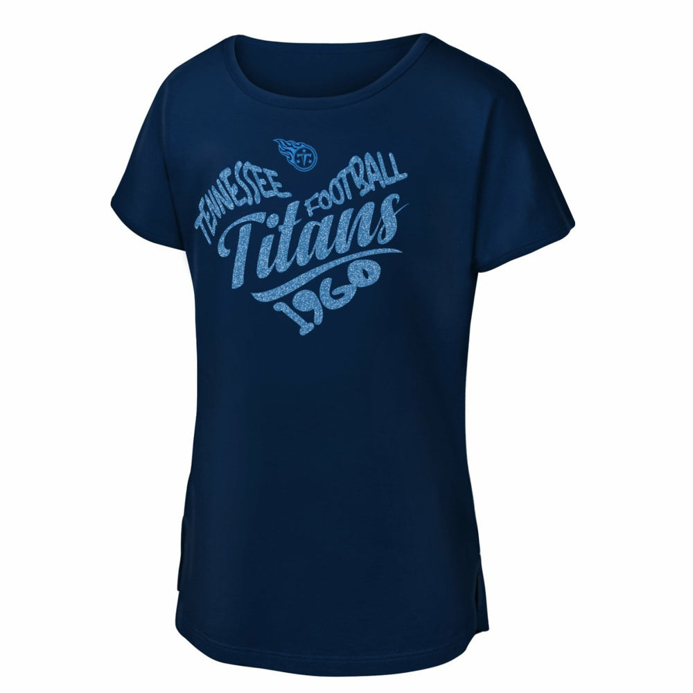 Tennessee Titans  Girls Youth Script Heart Dolman T-Shirt