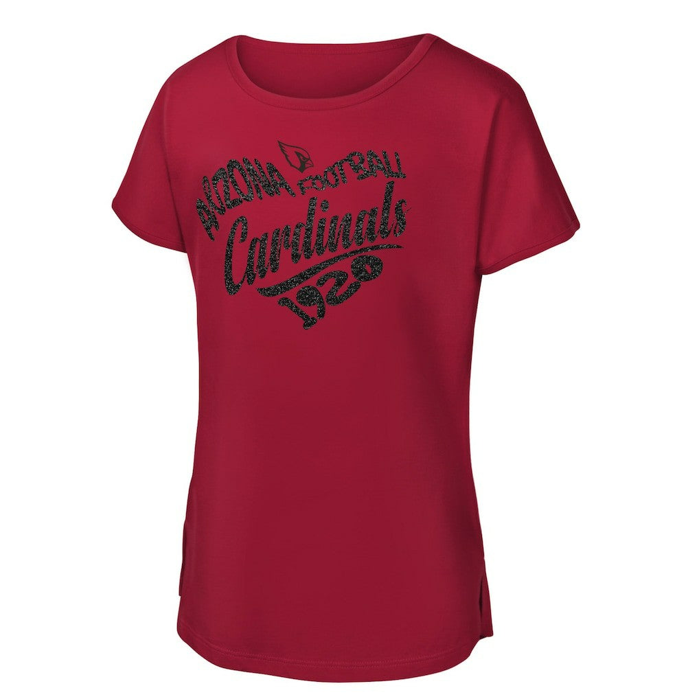 Arizona Cardinals  Girls Youth Script Heart Dolman T-Shirt