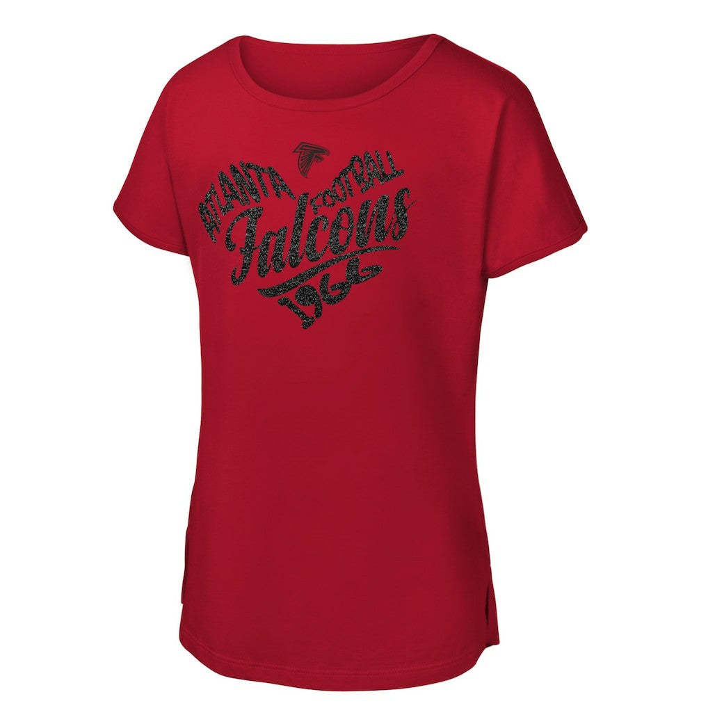 Atlanta Falcons  Girls Youth Script Heart Dolman T-Shirt