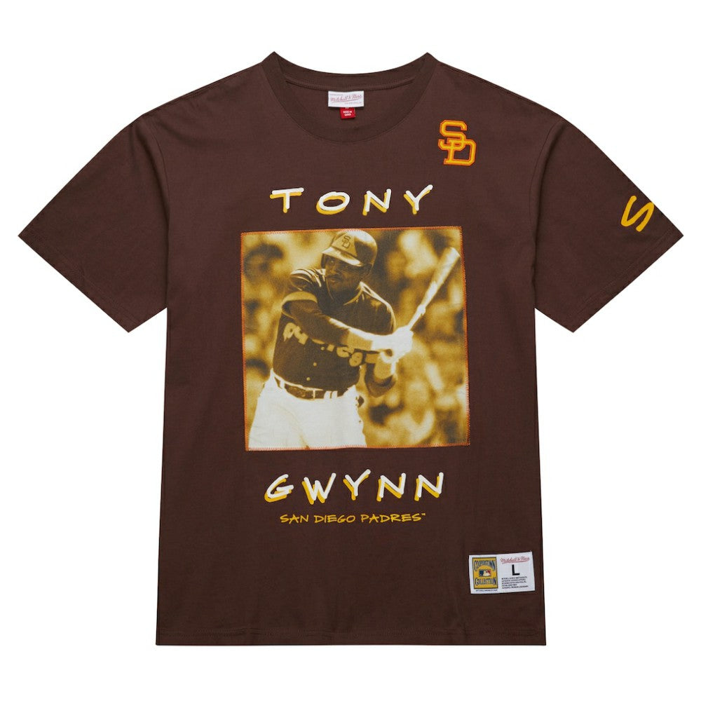 Tony Gwynn San Diego Padres Mitchell & Ness Cooperstown Collection Heavyweight Premium Player Vintage Logo T-Shirt | MLB Sale