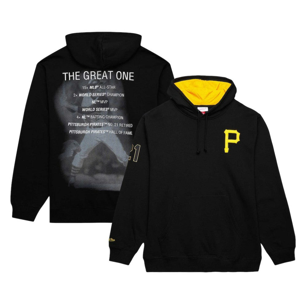 Roberto Clemente Pittsburgh Pirates Mitchell & Ness Vintage Logo Name & Number Pullover Hoodie | MLB Outlet