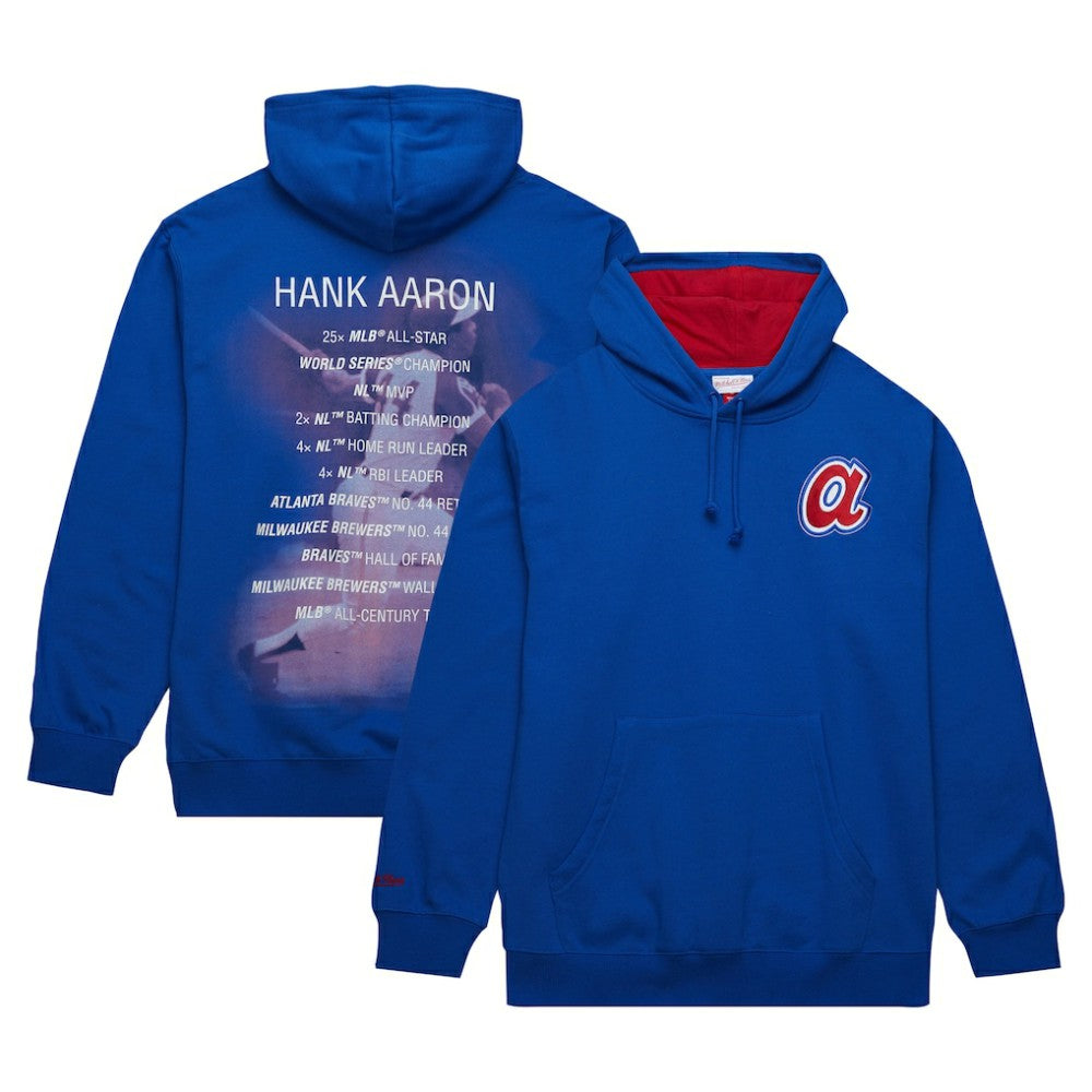 Hank Aaron Atlanta Braves Mitchell & Ness Vintage Logo Name & Number Pullover Hoodie | MLB Sale