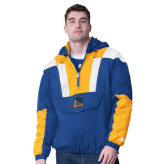 Golden State Warriors Starter Charger Half-Zip Pullover Jacket- Royal/Gold sale For Sale