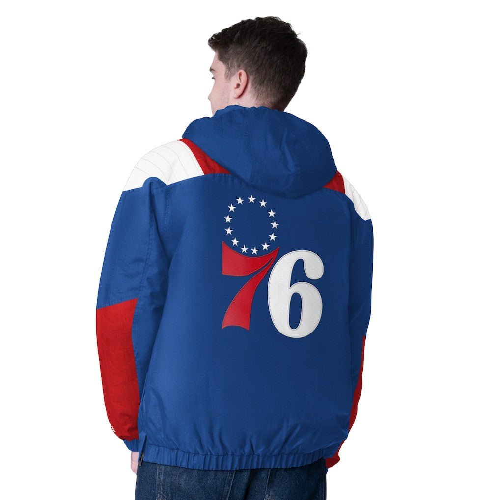 Philadelphia 76ers Starter Charger Half-Zip Pullover Jacket- Royal/Red outlet For Sale