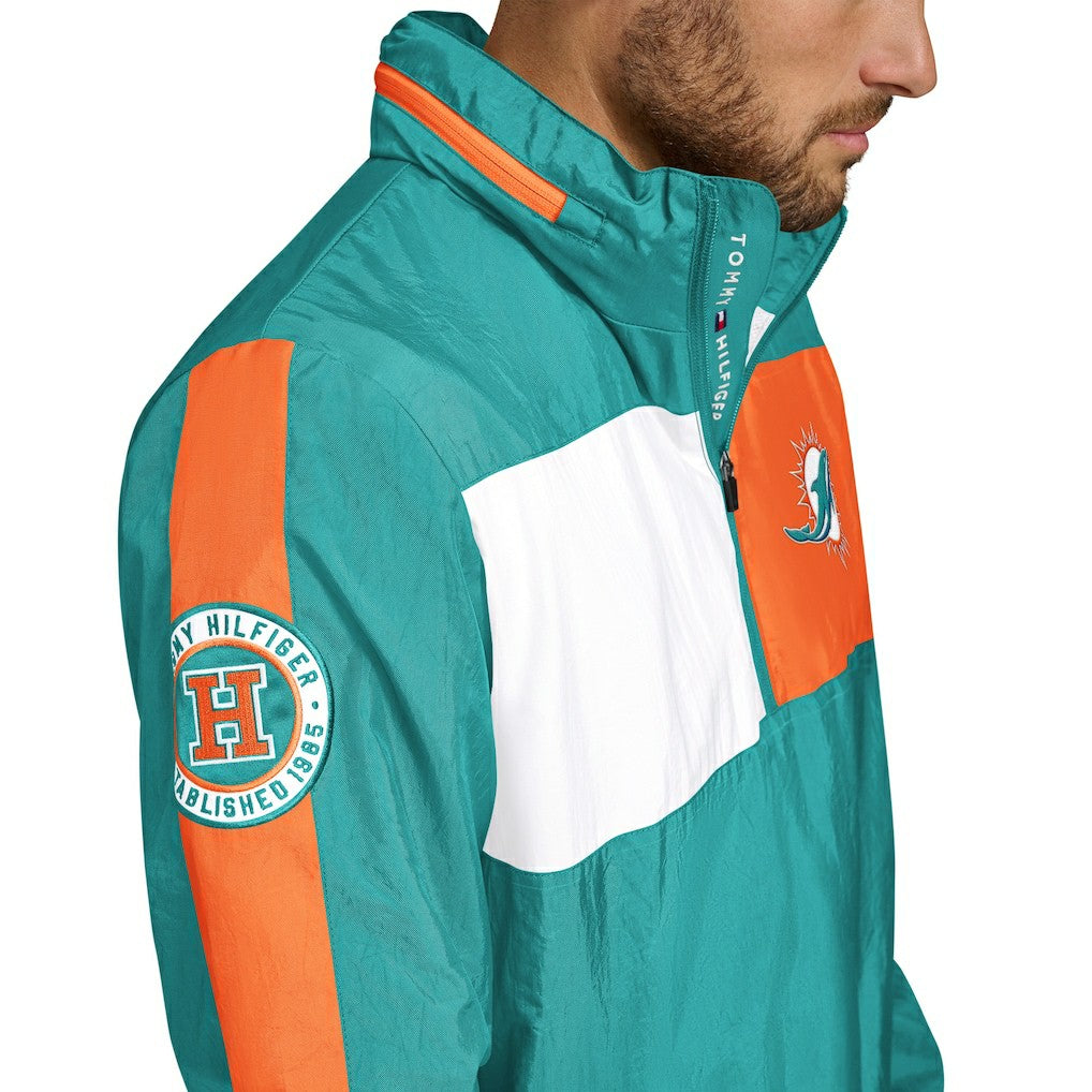 Miami Dolphins  Tommy Hilfiger Gael Lightweight Half-Zip Hoodie Jacket
