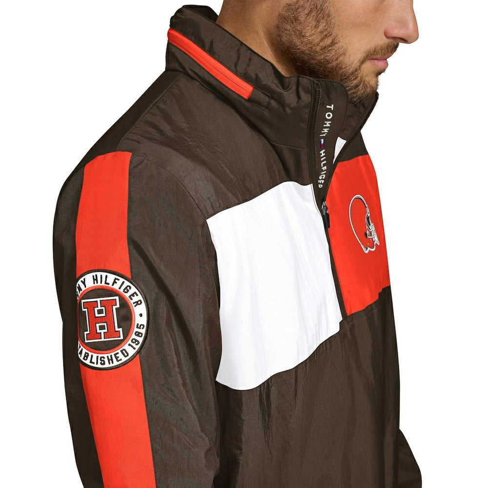 Cleveland Browns  Tommy Hilfiger Gael Lightweight Half-Zip Pullover Hoodie Jacket