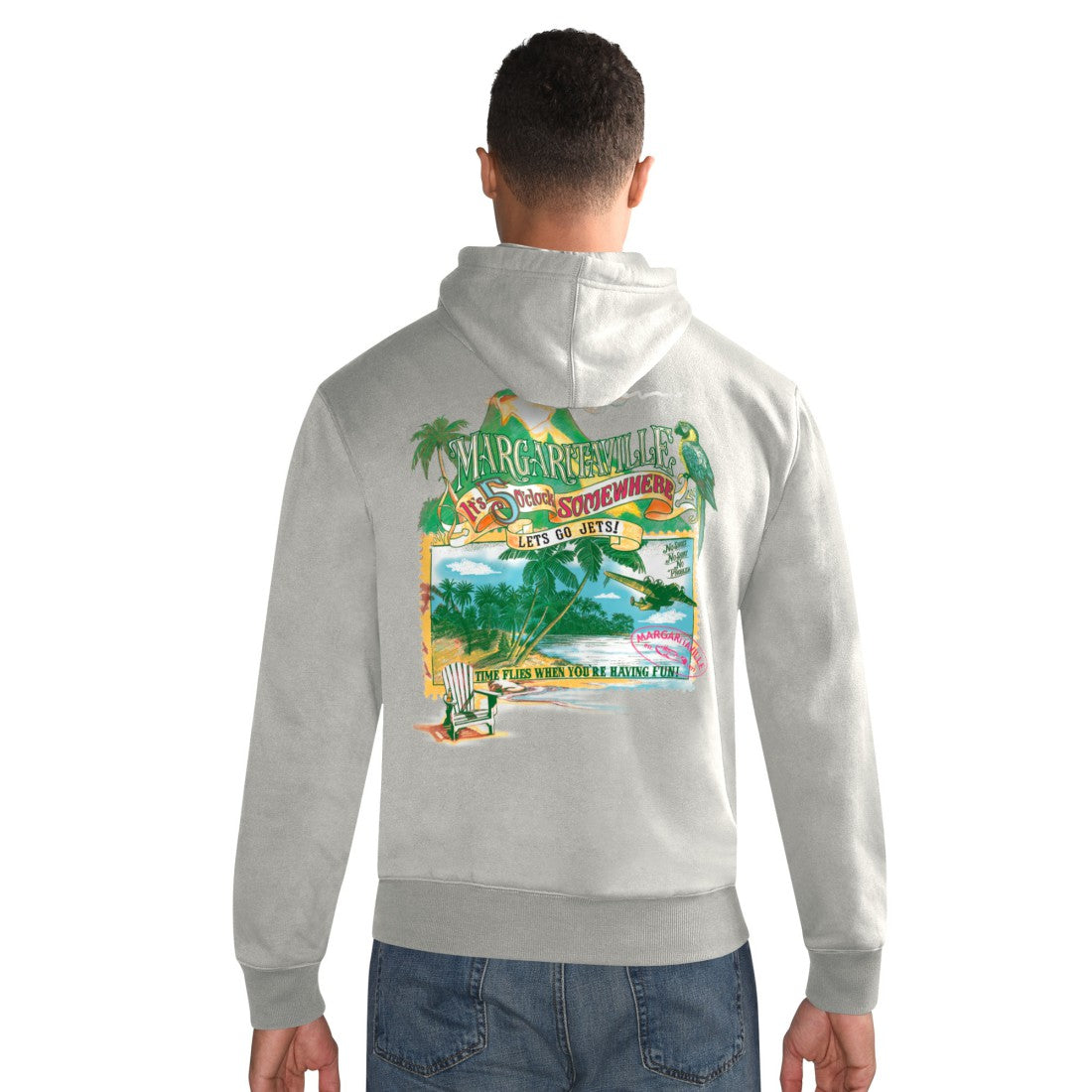 New York Jets  Margaritaville Time Flies Garment Dyed Pullover Hoodie