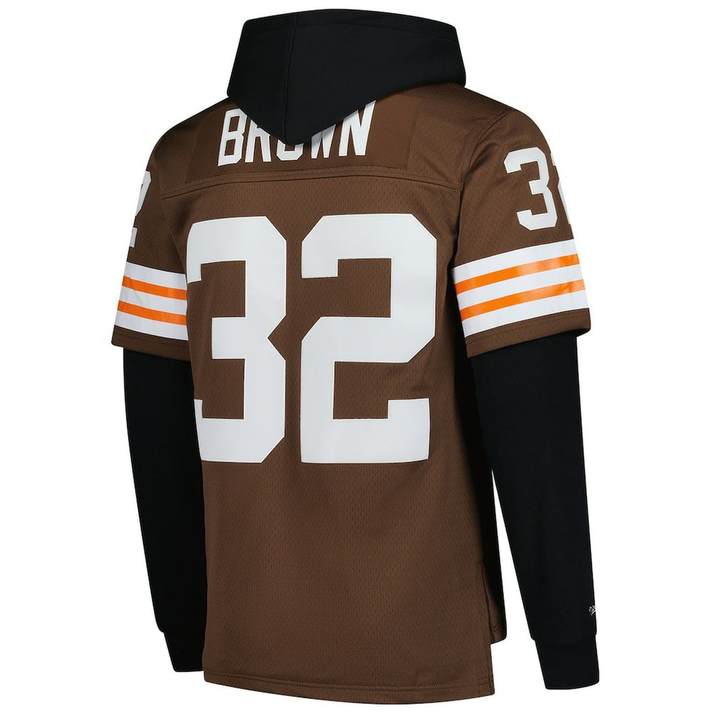 Cleveland Browns Mitchell & Ness Jim Brown  Player Name & Number Hoodie Legacy Jersey