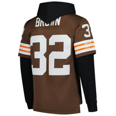 Cleveland Browns Mitchell & Ness Jim Brown  Player Name & Number Hoodie Legacy Jersey