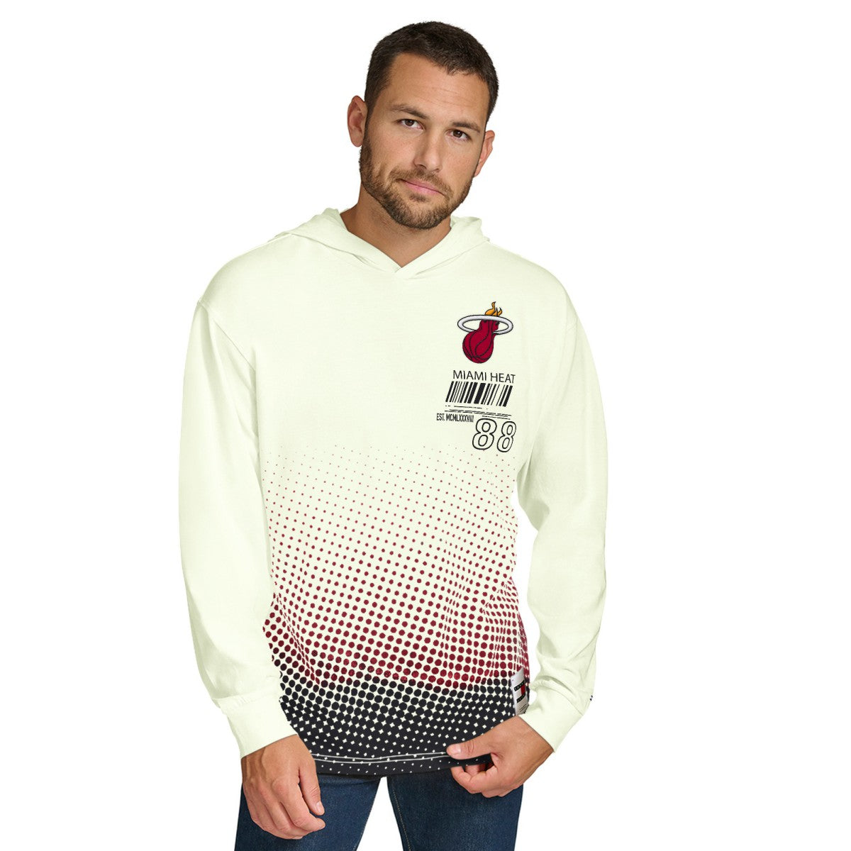 Miami Heat Tommy Jeans Ben Vintage Applique Long Sleeve Hoodie T-Shirt On Sale