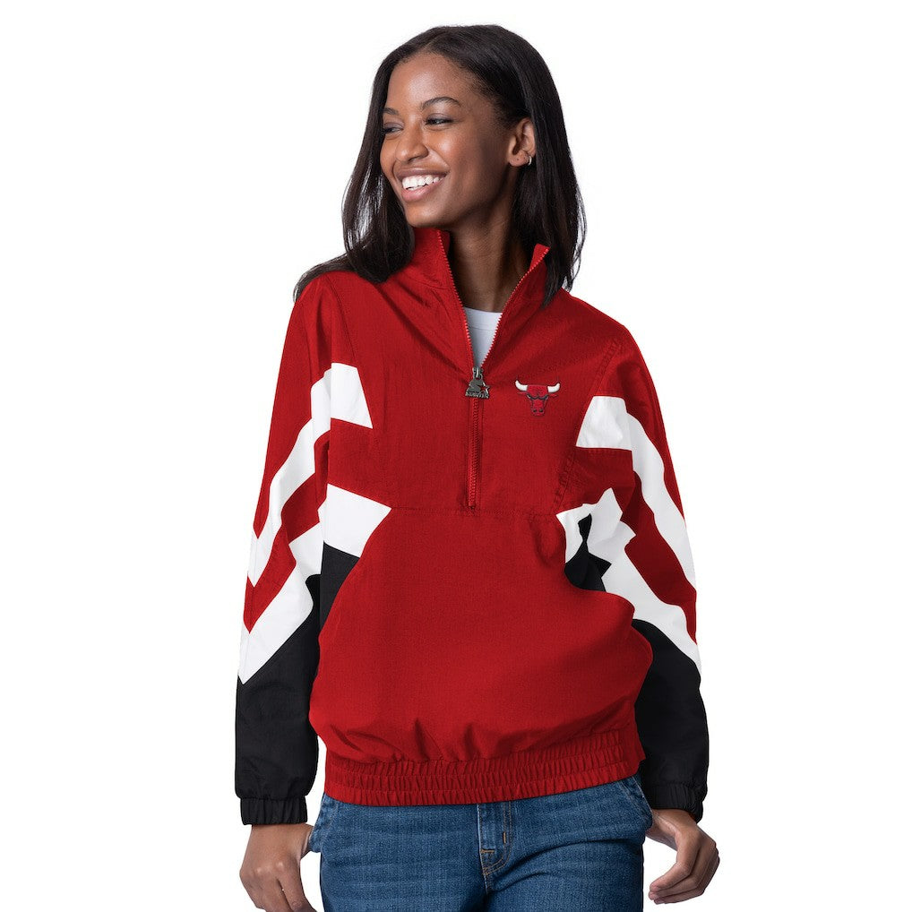 Chicago Bulls Starter Women's Renegade Oxford Half-Zip Jacket On Sale