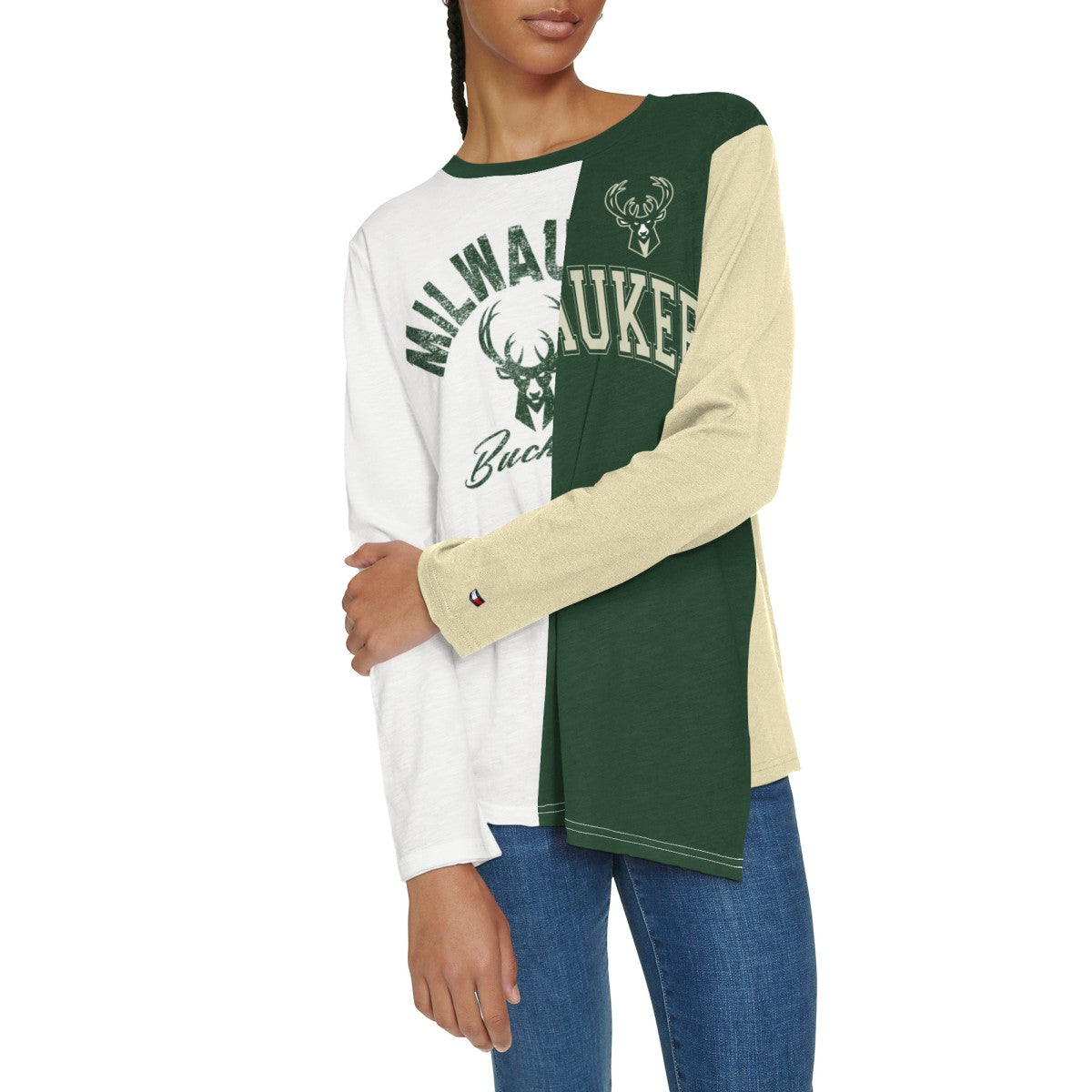 Milwaukee Bucks Tommy Jeans Women's Amelia Color Blocked Long Sleeve T-Shirt Online