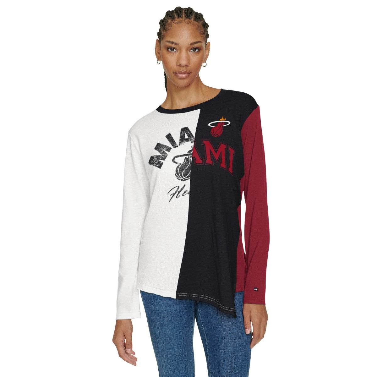 Miami Heat Tommy Jeans Women's Amelia Color Blocked Long Sleeve T-Shirt Discount