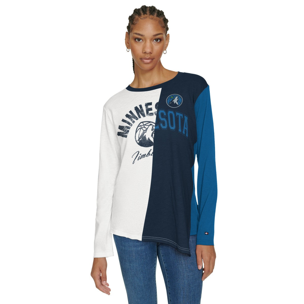 Minnesota Timberwolves Tommy Jeans Women's Amelia Color Blocked Long Sleeve T-Shirt Discount