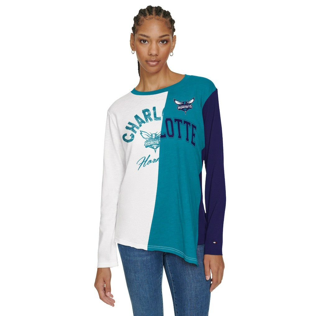 Charlotte Hornets Tommy Jeans Women's Amelia Color Blocked Long Sleeve T-Shirt On Sale
