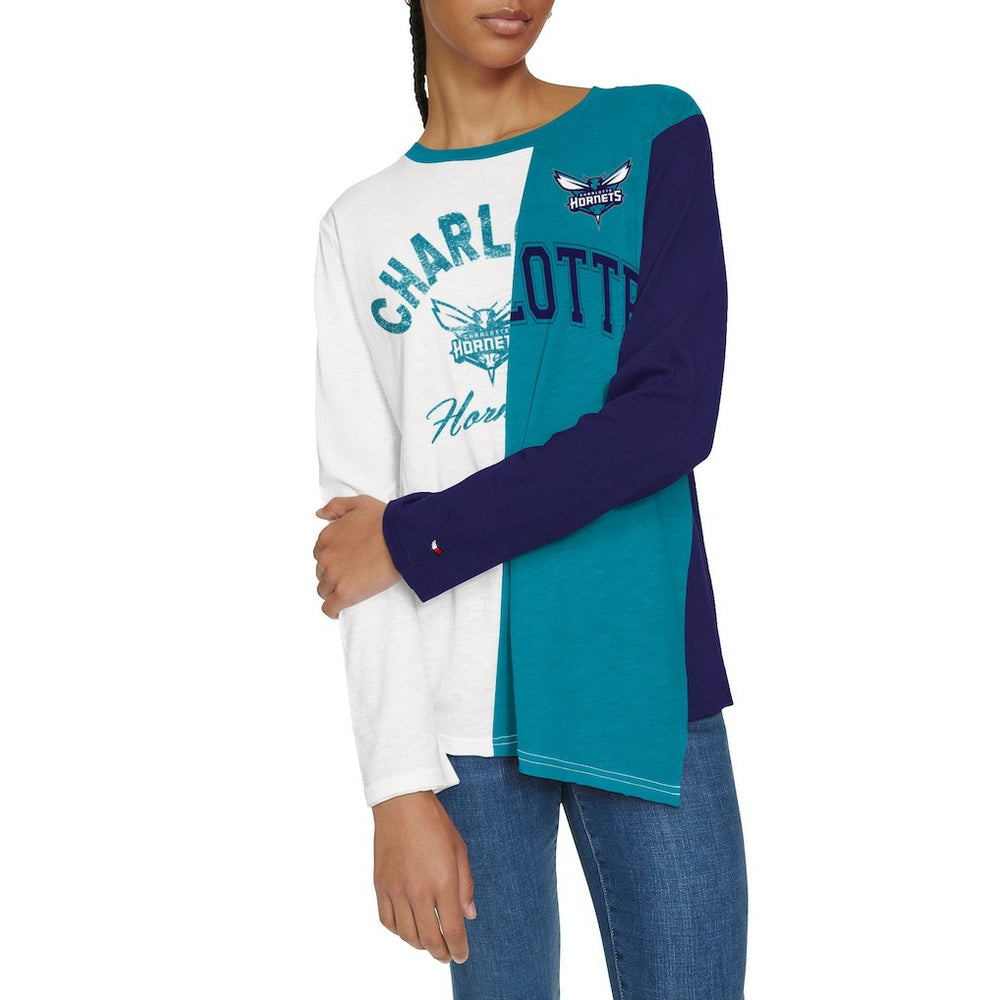 Charlotte Hornets Tommy Jeans Women's Amelia Color Blocked Long Sleeve T-Shirt On Sale