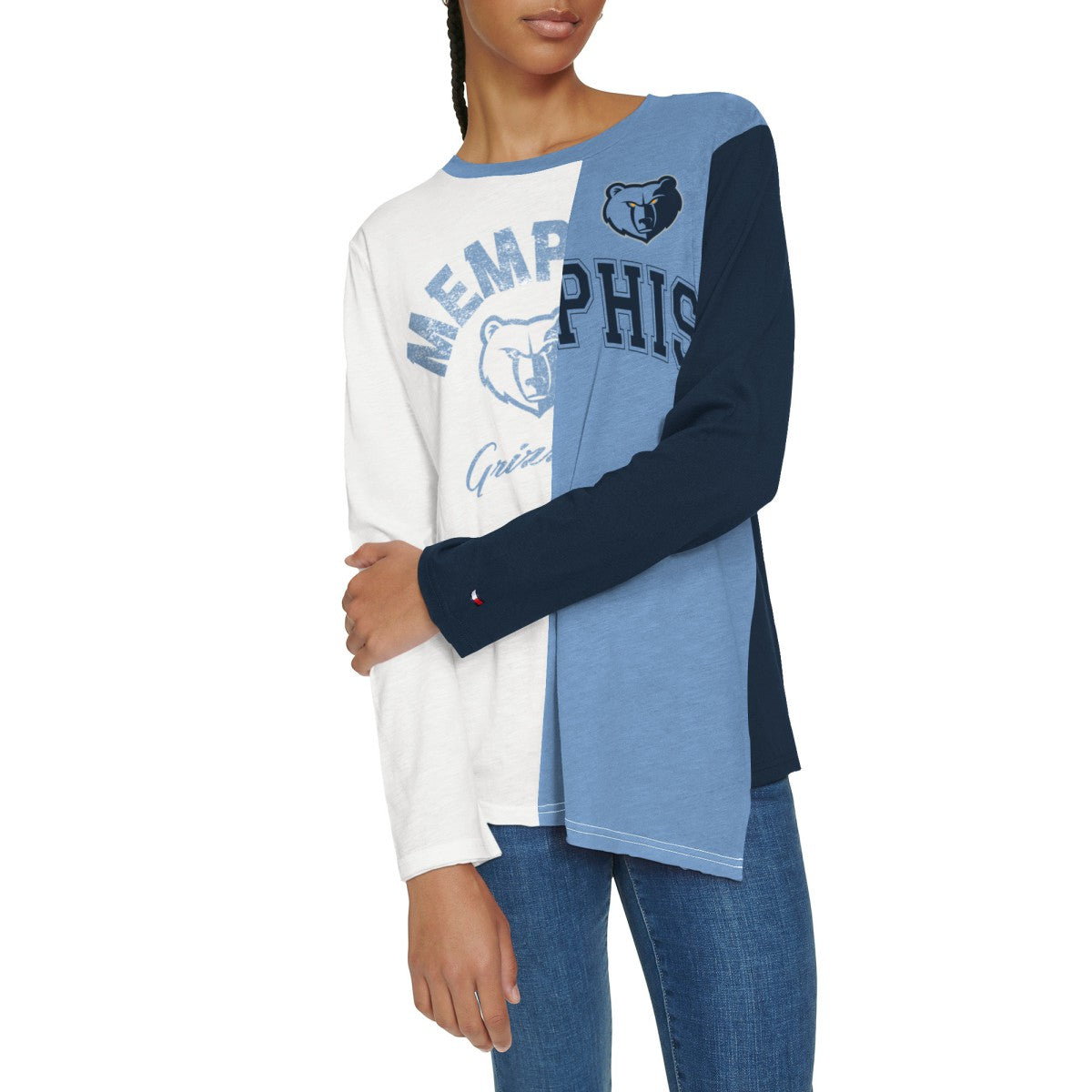Memphis Grizzlies Tommy Jeans Women's Amelia Color Blocked Long Sleeve T-Shirt Discount