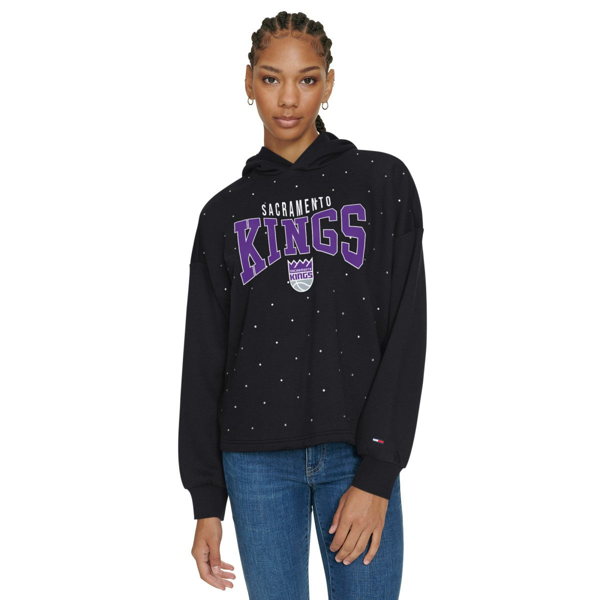 Sacramento Kings Tommy Jeans Women's Stella Cropped Pullover Hoodie New