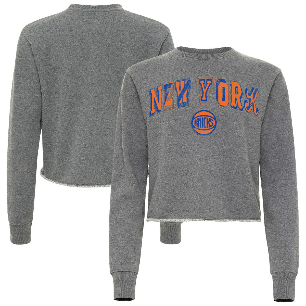 New York Knicks Sportiqe Women's Varsity Collection Kacey Cropped Pullover Sweatshirt Online